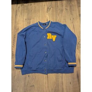 RARE- Reclaimed Vintage Varsity Jacket Blue Gold "RV" Snap Bomber Size XXL US 26